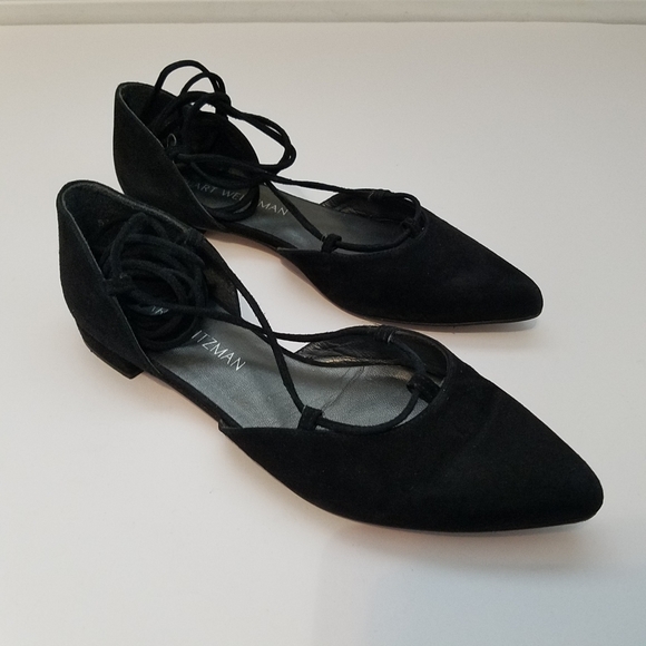Stuart Weitzman 5.5 Gilligan Suede Lace Up Flats - Picture 2 of 12